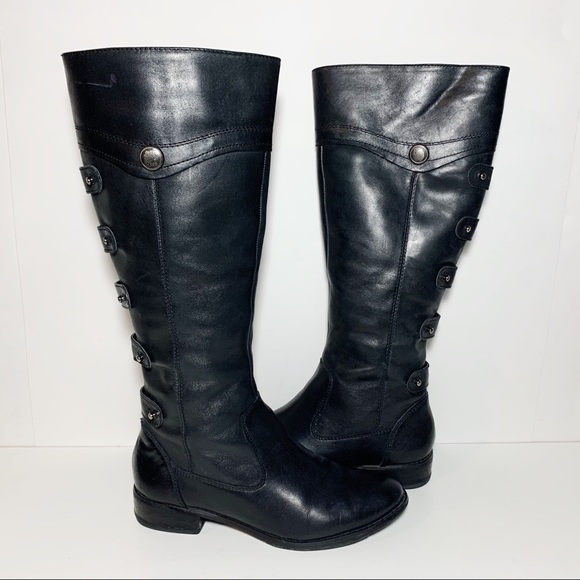 Arturo Chiang Shoes - Arturo Chiang Black Leather Flat Riding Boots